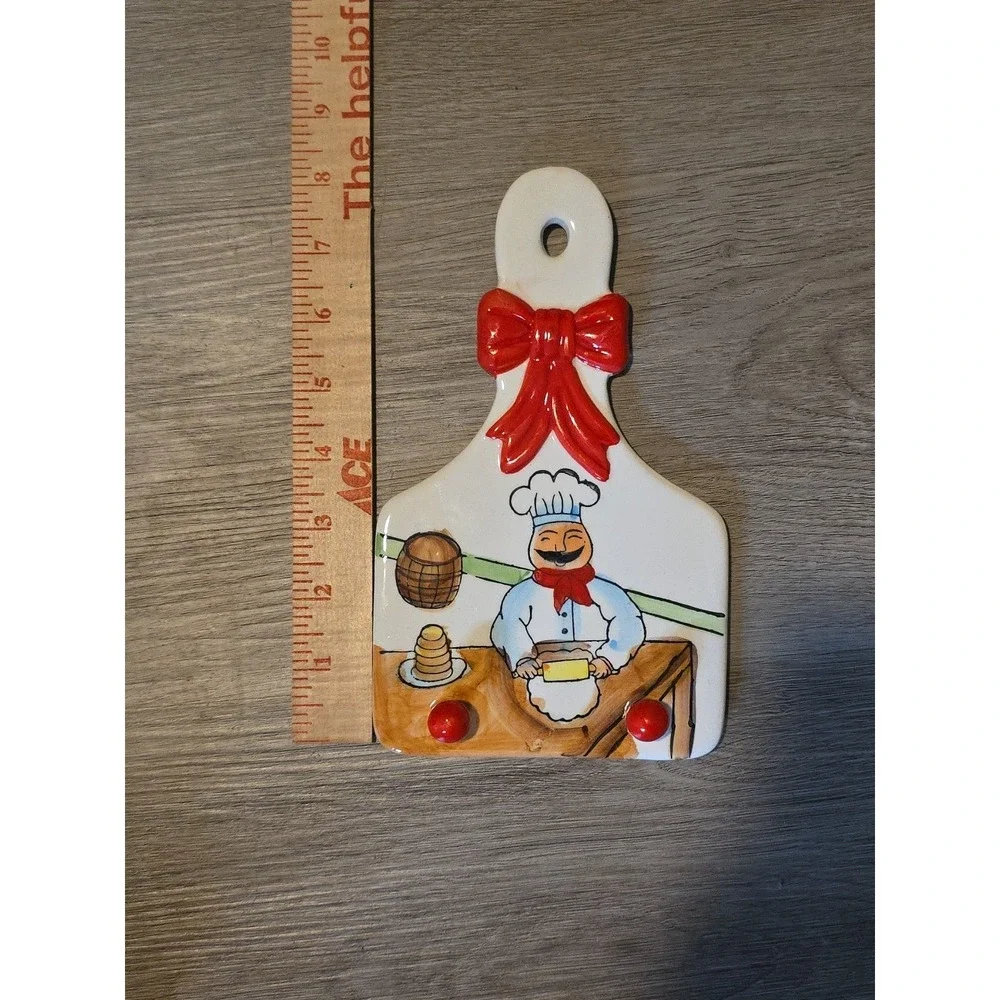 Chef Design Ceramic Kitchen Hanging Trivet to Hang‎ apron Chef Multicolor
